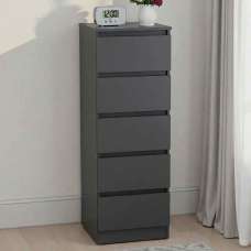 Mcgowan Narrow Wooden Chest Of 5 Drawers in Grey - UK