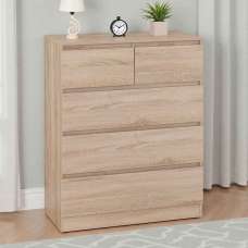 Mcgowan Wooden Chest Of 5 Drawers in Sonoma Oak - UK
