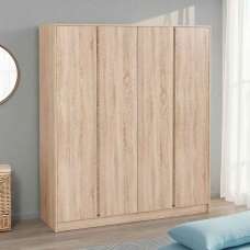 Mcgowan Wooden Wardrobe With 4 Doors in Sonoma Oak - UK