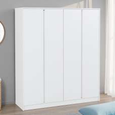 Mcgowan Wooden Wardrobe With 4 Doors in White - UK