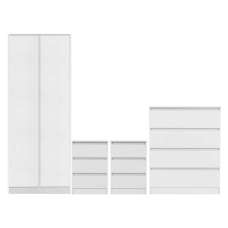 Mcgowen Wooden Bedroom Furniture Set 2 Doors Wardrobe In White - UK