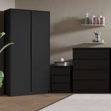 Mcgowen Wooden Furniture Set With 2 Doors Wardrobe In Black - UK