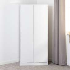 Mcgowen Wooden Wardrobe With 2 Doors In White - UK