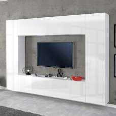 Mcrae LED Square High Glossy Entertainment Unit With 4 Doors In White - UK