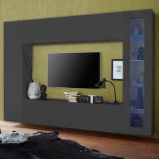 Mcrae LED Square Wooden Entertainment Unit With 1 Glass Door In Anthracite - UK