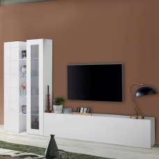 Mcrae LED High Glossy L Shape Entertainment Unit With 1 Glass Door In White - UK