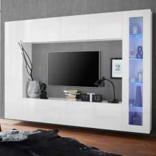 Mcrae LED High Glossy Square Entertainment Unit With 1 Glass Door In White - UK