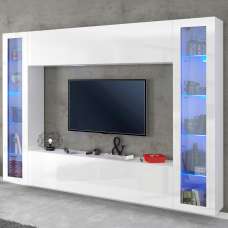 Mcrae LED High Glossy Square Entertainment Unit With 2 Glass Doors In White - UK