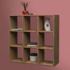 Mcrae Wooden Shelving Unit With 9 Shelves In Wotan Oak - UK