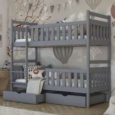 Meaford Wooden Bunk Bed With Bonnell Mattress In Matt Grey - UK