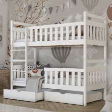 Meaford Wooden Bunk Bed With Bonnell Mattress In Matt White - UK