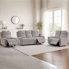 Medinah Fabric Electric 3+2+1 Sofa Suite - Ash - UK