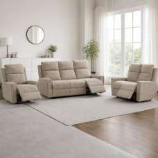 Medinah Fabric Electric 3+2+1 Sofa Suite - Beige - UK