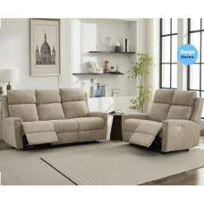 Medinah Fabric Electric 3+2 Seater Sofa Set - Beige - UK