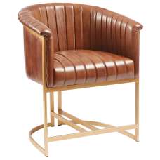 Medinah Genuine Leather Armchair In Pecan Brown - UK