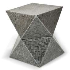Mekbuda Inverted Triangular Metal Stool In Antique Zinc - UK
