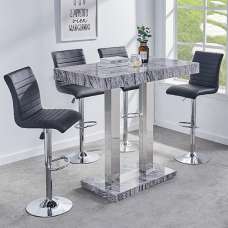 Caprice Melange Effect Bar Table With 4 Ripple Black Stools - UK