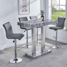 Caprice Melange Effect Bar Table With 4 Ripple Grey Stools - UK