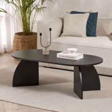 Melaro Wooden Oval Coffee Table in Black - UK