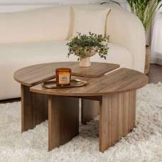 Melira Wooden Nest Of 2 Coffee Table in Walnut - UK