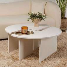 Melira Wooden Nest Of 2 Coffee Table in White - UK