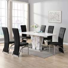 Memphis Large Filo Effect Dining Table 6 Ravenna Black Chairs - UK