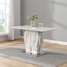 Memphis Small Dining Table In Filo Marble Effect With Glass Top - UK