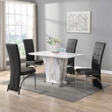 Memphis Small Filo Effect Dining Table 4 Ravenna Black Chairs - UK