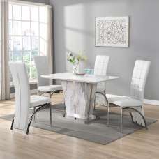 Memphis Small Filo Effect Dining Table 4 Ravenna White Chairs - UK