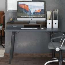 Maghull Wooden Laptop Desk In Walnut And Charcoal Grey - UK