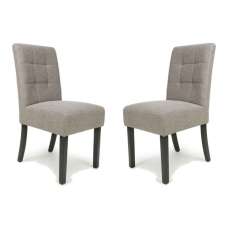 Mendoza Mocha Fabric Dining Chairs With Black Leg In Pair - UK