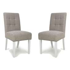 Mendoza Mocha Fabric Dining Chairs With White Leg In Pair - UK