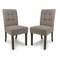 Mendoza Light Brown Fabric Dining Chairs With Walnut Legs In Pair - UK