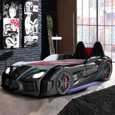 Menve Black Children Car Bed with Leather Seat and LED - UK