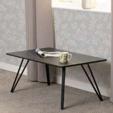 Mequon Wooden Rectangular Coffee Table In Black Marble Effect - UK