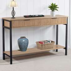 Merano Wooden Console Table with 2 Drawers in Oak and Black - UK