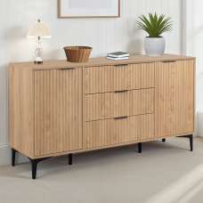 Merano Wooden Sideboard With 2 Doors 3 Drawers in Oak and Black - UK