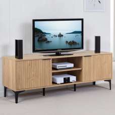Merano Wooden TV Stand With 2 Doors in Oak and Black - UK