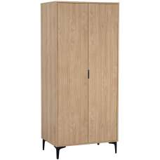 Merano Wooden Wardrobe with 2 Doors in Oak and Black - UK