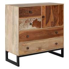 Merova Wooden Sideboard With 1 Door 4 Drawers In Multicolour - UK