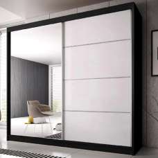 Mesa 233cm Mirrored Wardrobe And 2 Sliding Doors In Black White Gloss - UK