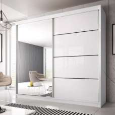 Mesa 233cm Mirrored Wardrobe And 2 Sliding Doors In White Gloss - UK