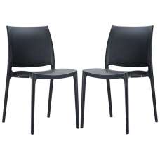Mesa Black Polypropylene Dining Chairs In Pair - UK