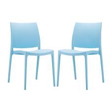 Mesa Light Blue Polypropylene Dining Chairs In Pair - UK