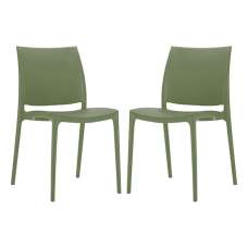 Mesa Olive Green Polypropylene Dining Chairs In Pair - UK