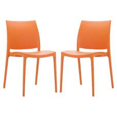 Mesa Orange Polypropylene Dining Chairs In Pair - UK