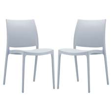 Mesa Silver Grey Polypropylene Dining Chairs In Pair - UK