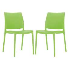 Mesa Tropical Green Polypropylene Dining Chairs In Pair - UK