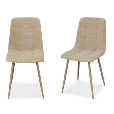 Messina Mocha Fabric Dining Chairs with Taupe Legs in Pair - UK