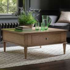Mestiza Wooden Square Coffee Table With 2 Drawers In Natural - UK